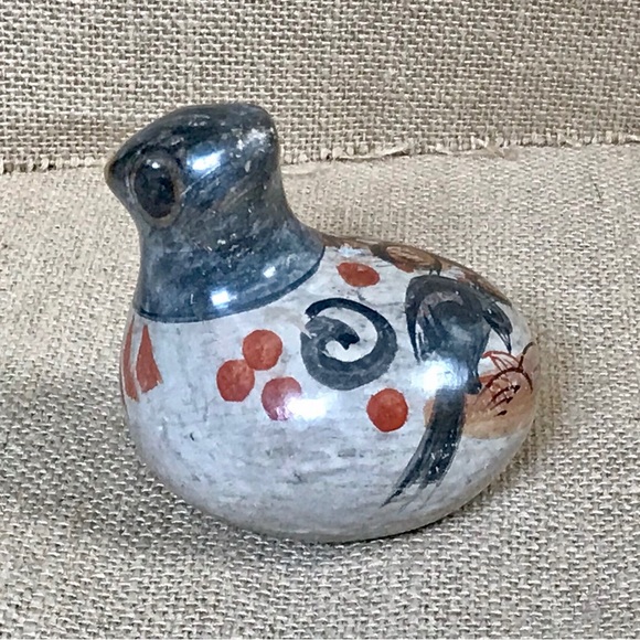 Other - SOLD Mexican Folk Art Pottery Tonala Bird Figurine Earthy Boho Hand Painted